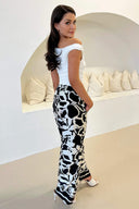 Black And White Abstract Printed Trousers