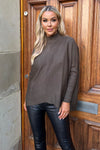 Olive Oversized Mock Neck Jumper