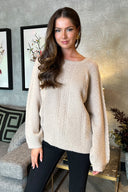 Oatmeal Round Neck Cable Knit Jumper