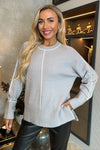 Mid Grey Round Neck Contrast Piping Detail Jumper