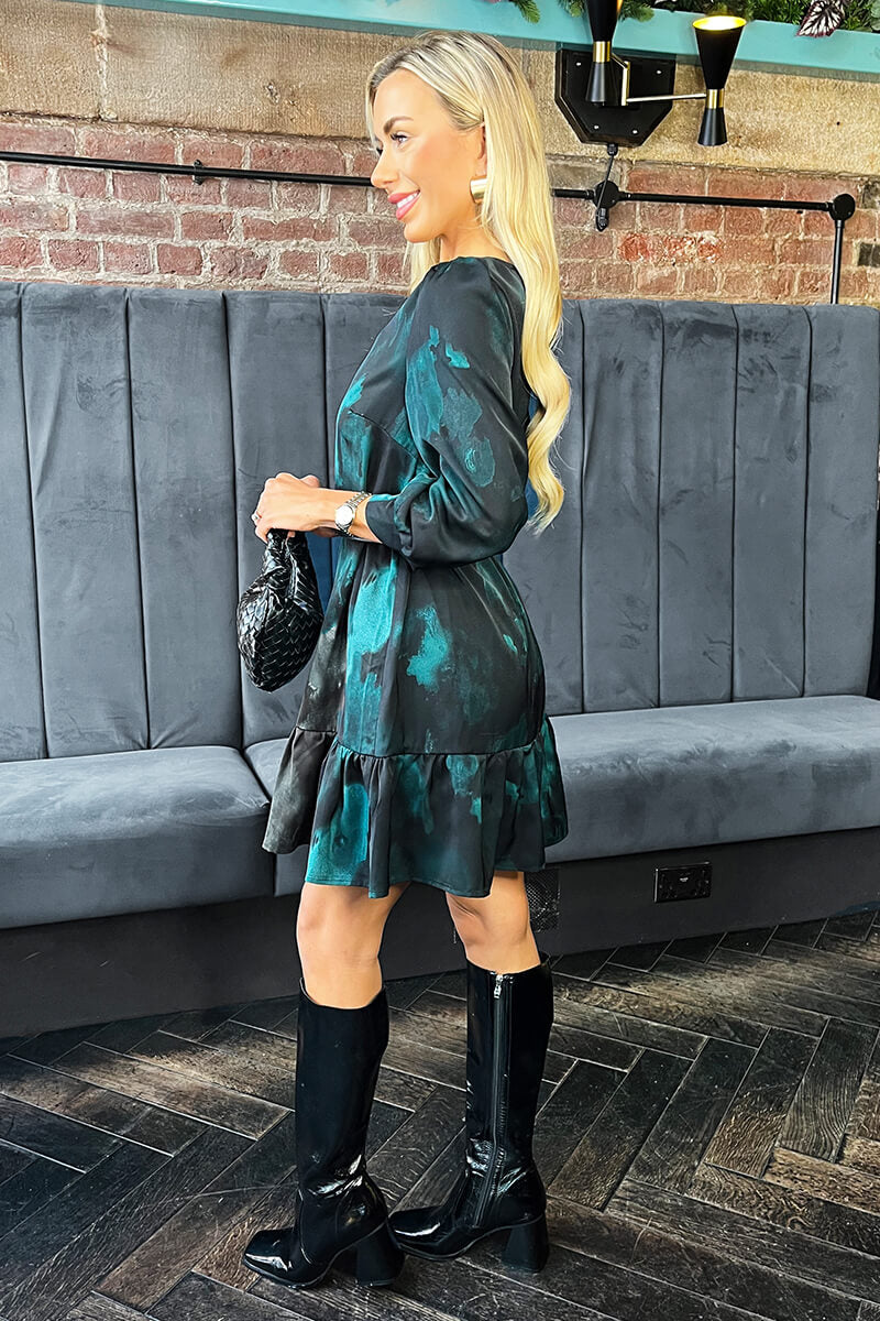 1752161969_Teal-And-Black-Smudge-Print-Frill-Hem-Belted-Mini-Dress-4.jpg