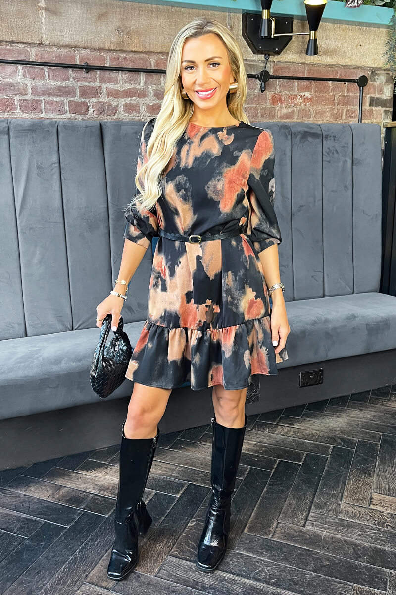 1752164409_Multi-Smudge-Print-3-4-Sleeve-Frill-Hem-Belted-Mini-Dress-2.jpg