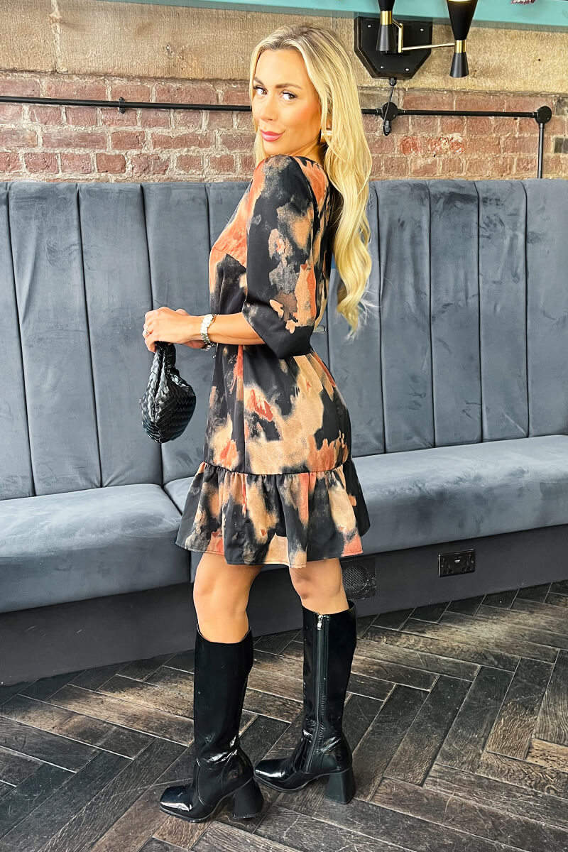1752164420_Multi-Smudge-Print-3-4-Sleeve-Frill-Hem-Belted-Mini-Dress-4.jpg