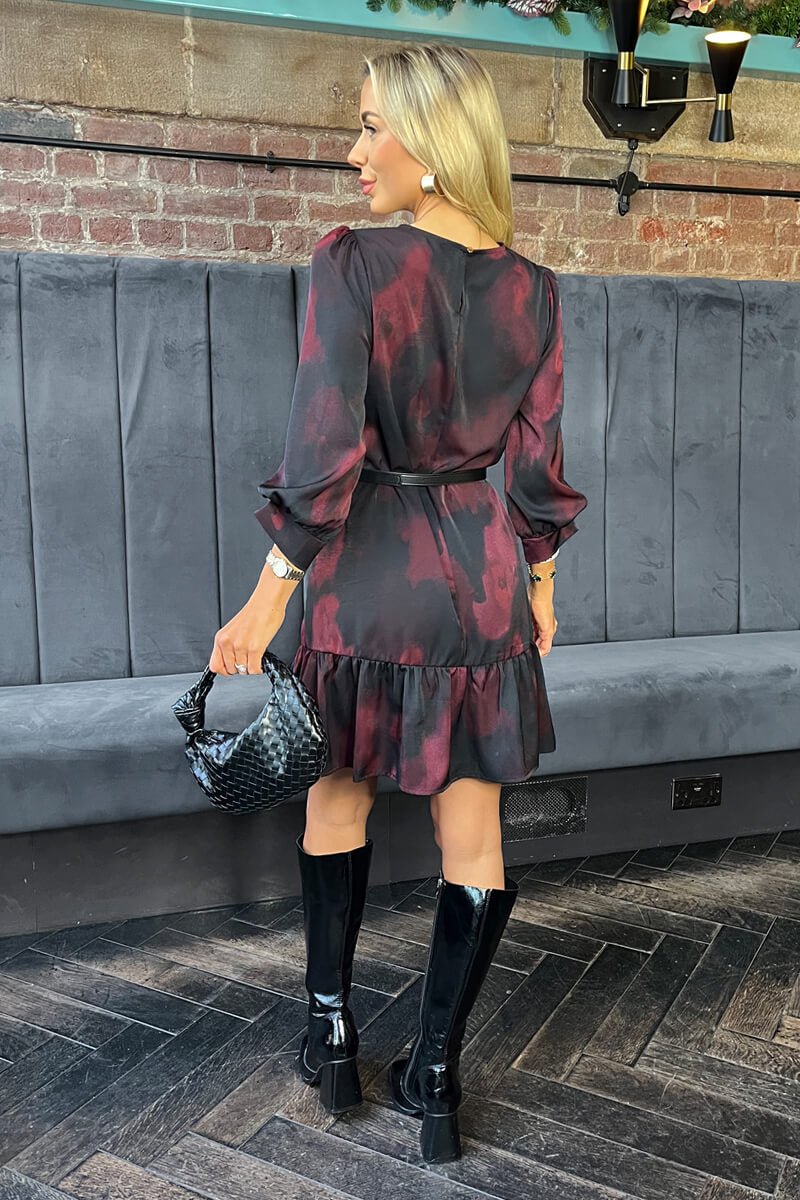 1752848558_Plum-And-Black-Smudge-Print-Frill-Hem-Belted-Mini-Dress-5.jpg