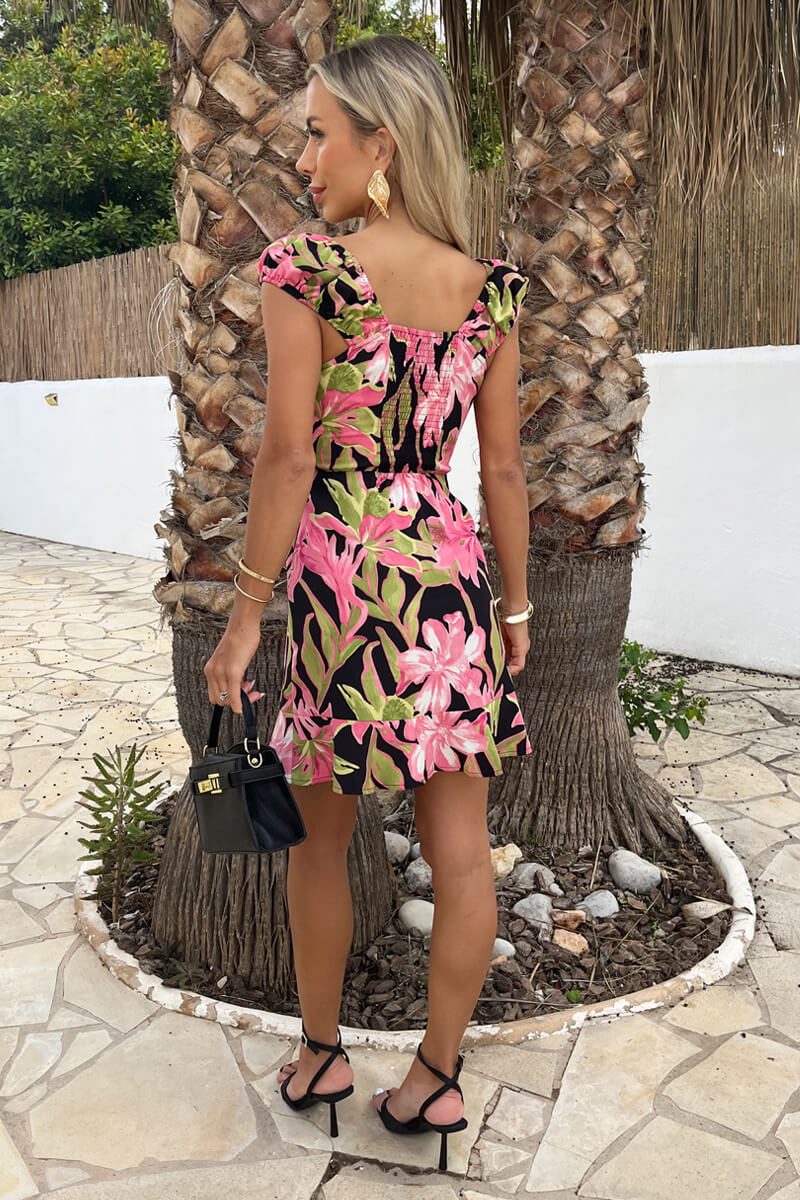 1769004637_Pink-Tropical-Flower-Print-Tie-Front-Puff-Sleeve-Mini-Dress-5.jpg