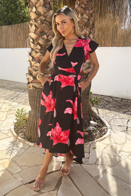 1769005000_Black-And-Cerise-Floral-Print-Belted-Wrap-Midi-Dress-3.jpg