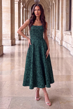 Green-Floral-Jacquard-Square-Neck-A-line-Midi-Dress-1.jpg