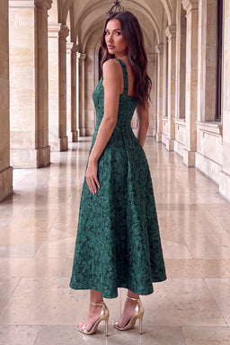 Green-Floral-Jacquard-Square-Neck-A-line-Midi-Dress-3.jpg