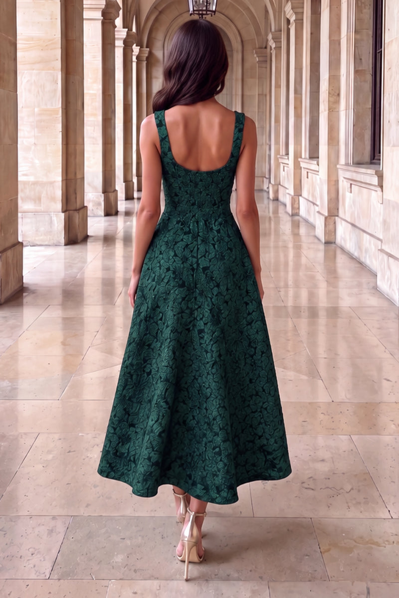 Green-Floral-Jacquard-Square-Neck-A-line-Midi-Dress-4.jpg