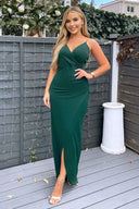 Teal Wrap Over Midi Dress With Chain Straps