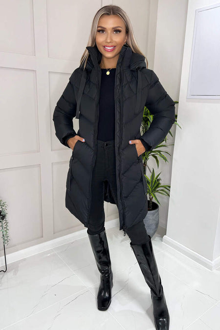 Black Long-Line Padded Coat