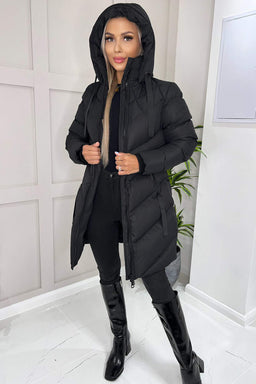 Black Long-Line Padded Coat