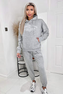 Grey Atelier Embroidered Slogan Hoodie Lounge Set