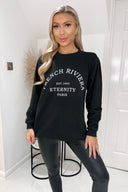 Black French Riviera Slogan Sweatshirt