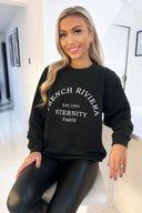 Black French Riviera Slogan Sweatshirt