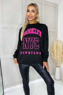 Black Brooklyn Slogan Sweatshirt