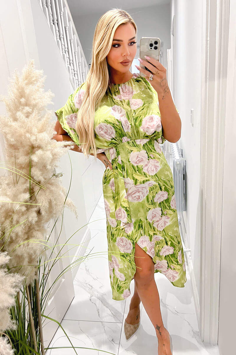 Lime green hotsell floral dress